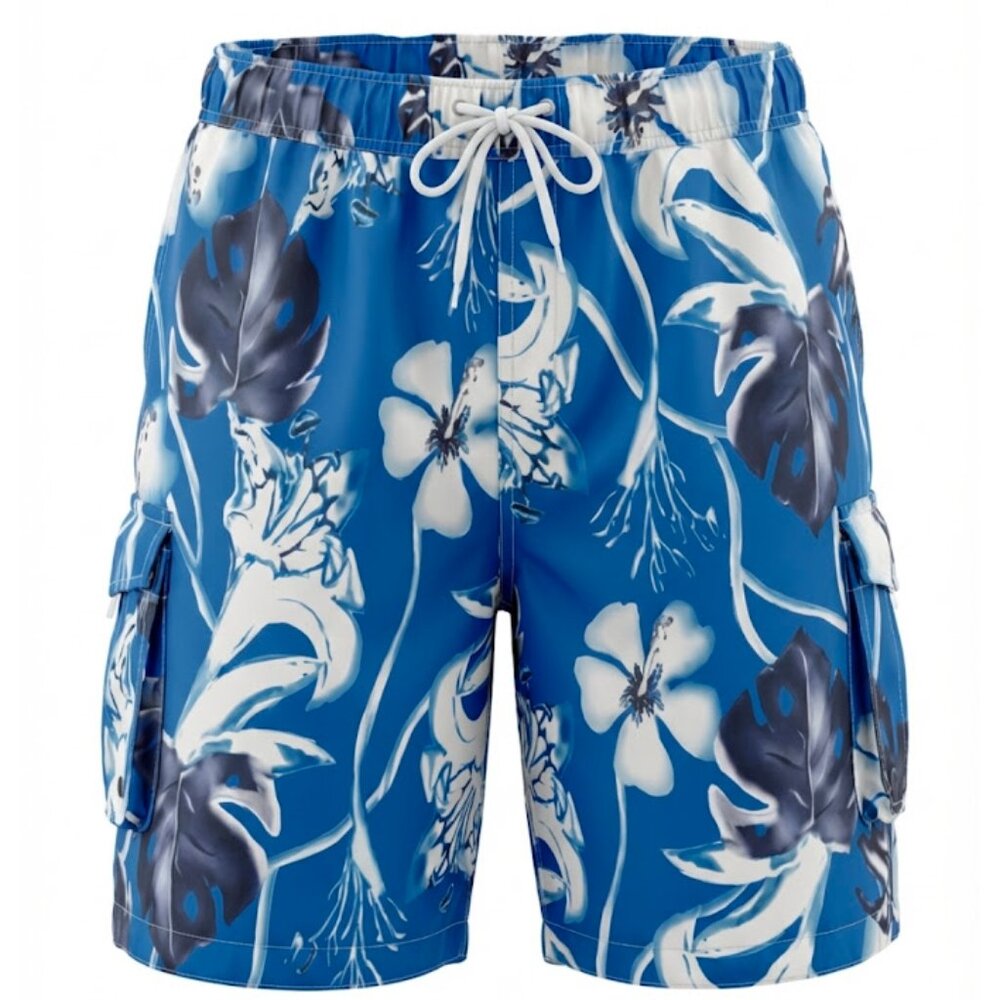 NOBO Men's Swim Shorts Blue Hawaiin Print Mesh Lining Size 3XL (48-50)